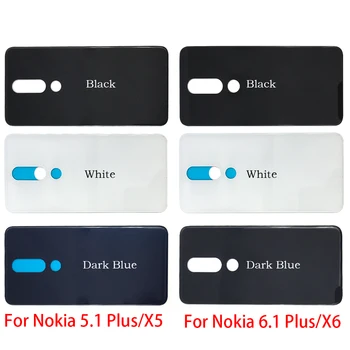 Za Nokia 6.1 Plus X6 Hrbtni Pokrovček Baterije Stekla Za Nokia 5.1 Plus X5 Zadnji Stanovanj Steklo + Plaketa
