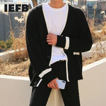 IEFB jeseni, pozimi novo jopico pulover plašč svoboden korejski moda beloprsi singl priložnostne vrhnjih oblačil kintted oblačila moški 9Y4237