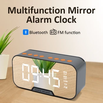 Večfunkcijsko Ogledalo LED Budilka Brezžični 5.0 Bluetooth Predvajalnik Glasbe Elektronski Digitalni Tabela Ura z Dvojno Načinu Alarm