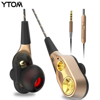 YTOM Posebna Izdaja Slušalke z Mikrofonom 3,5 mm HD HiFi V Uho Monitor Bas Stereo dvojno voznik Čepkov headphons za Telefon