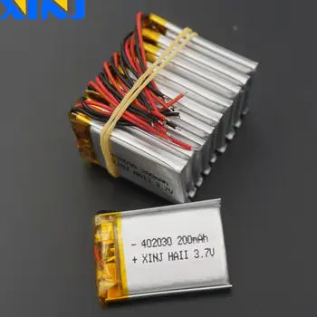 XINJ 10pcs 3,7 V 200 mAh litij-polimer baterija lipo Li ion celice 402030 Za predvajalnik Glasbe MP3, GPS Sat nav avto DVC DVR avto Kamera