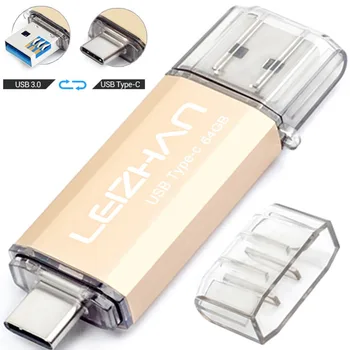 LEIZHAN OTG USB Flash Drive Foto Palico 64GB 128GB 16GB 32GB za Samsung Galaxy S10 S8 S9 256GB Pendrive USB3.0 Tip c Flash USB