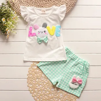 BibiCola dekleta kompleti oblačil otrok poletje risanka zajec priložnostne obleko kariran oblačila določa telovnik+hlače bebe otroci trenirko set