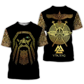 Moške Viking simbol natisnjeni T-shirt kratek rokav T-shirt kratek rokav Harajuku hip hop Unisex majica s kratkimi rokavi, top 012021 oblačila za moške