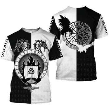 Moške Viking simbol natisnjeni T-shirt kratek rokav T-shirt kratek rokav Harajuku hip hop Unisex majica s kratkimi rokavi, top 012021 oblačila za moške
