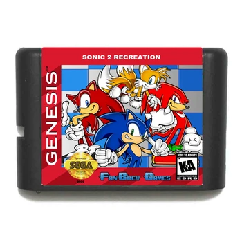 Sonic 2 Rekreacija 16 bit MD Igra Kartice Za Sega Mega Drive Za Genesis
