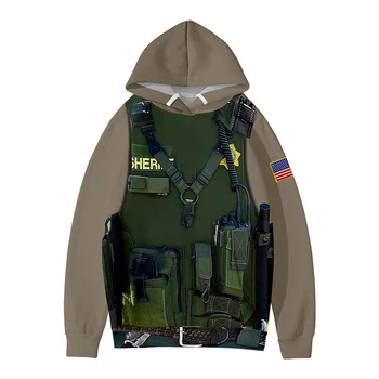 Pomlad Jesen Vojaško Uniformo ŠERIF 3d Hoodies Puloverju Modni Moški Ženske Hoodie, ki so Hoody Priložnostne Long Sleeve Hooded zgornji del Trenirke