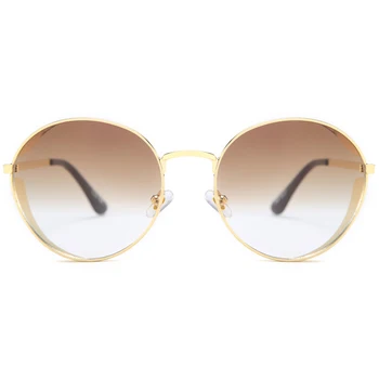 Peekaboo zlato okrogla sončna očala ženske retro 2021 kovinski okvir ščit sončna očala za moške uv400 rjava gradient objektiv poletje slog