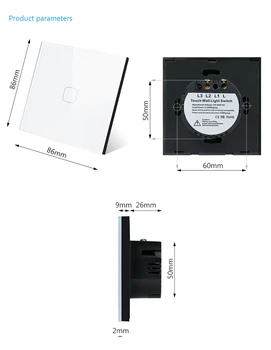 MiniTiger EU Standard 1 Banda 1 Način Dotik Stikala, AC 220~250V,Beli Kristalni Steklena Plošča, Št remote funkcija Touch Stikalo