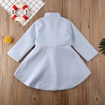 1-5Y Malčke Baby Dekle Vrhnjih oblačil Dolgo Obleko z Dolgimi Rokavi Gumb Mode Windbreaker Suknjič Plašč Jesen Zima