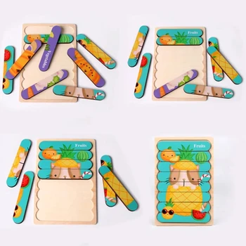 Otrok 3D Lesene Igrače dvostranski Puzzle Ustvarjalne Pripovedovanja Z Puzzle Zlaganje Baby Montessori Ideja Igrača