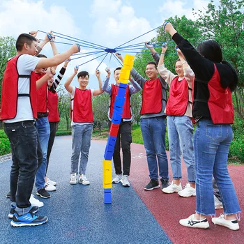 Otrok, Odraslih, Sodelujejo Zgraditi Stolp Zunanji Timsko Delo Igre Rekviziti Vrtec Opreme Senzorično Otroci Športnih Igrače