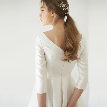 Ženske poroka stranka obleko plus velikost mehko saten pol rokav bela formalno maturantski večer obleko za Novo Leto 2021 koktajl obleke