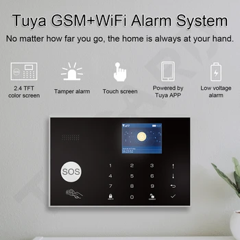 Tuya Smart GSM, 3G, 4G WiFi Opozorilo Gostiteljice 433Mhz Brezžični Home Security Protivlomni Alarmni Sistem, Komplet z 110dB na Prostem Sončne Sirene