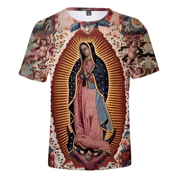Naše Gospe iz Guadalupe 2018 3D Tiskanih Poletne majice za Ženske/Moške Kratke Rokav O-Vratu Trendy Tshirts Priložnostne Tee Srajce Plus Velikost